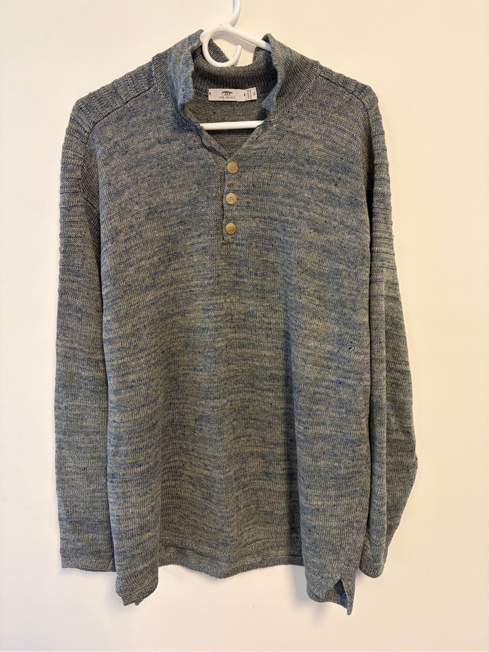 Inis Meain Mens XL 4 Button Pullover Sweater 100% Linen Made In Ireland